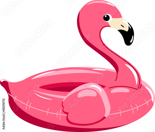 Flamingo, inflatable toy animal. Flat style, vector