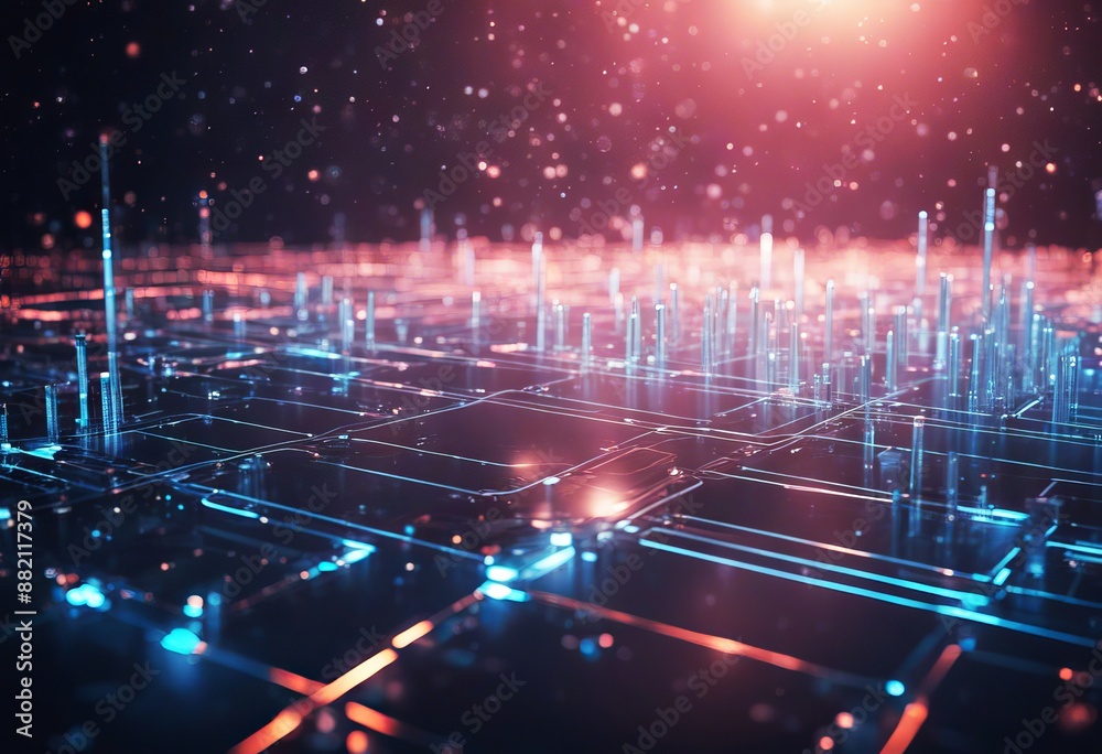 Obraz premium abstract rendering technology space science background big artificial digital 3d data geometric intelligence visualization texture