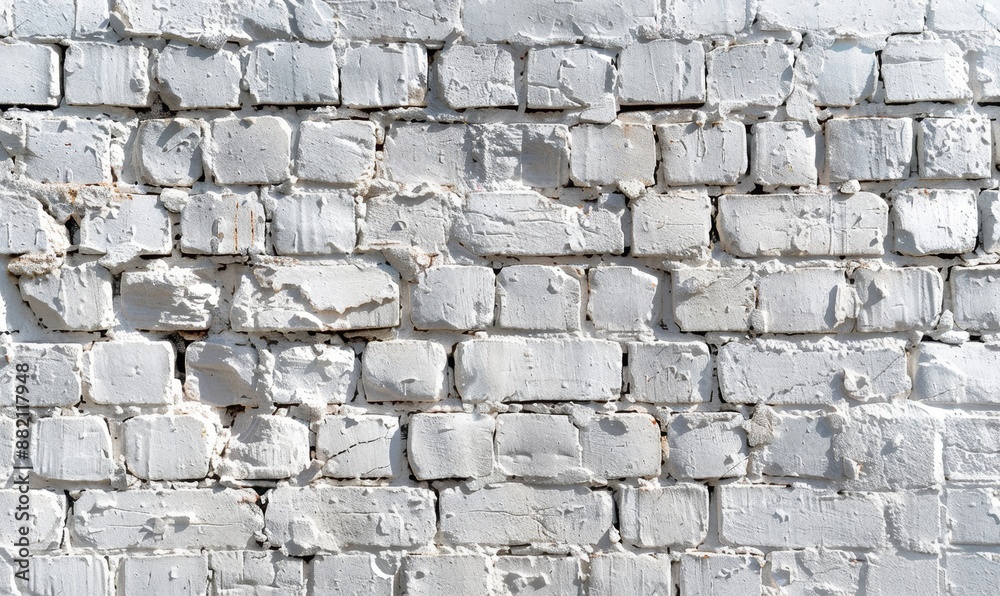 Obraz premium White painted old brick Wall panoramic background