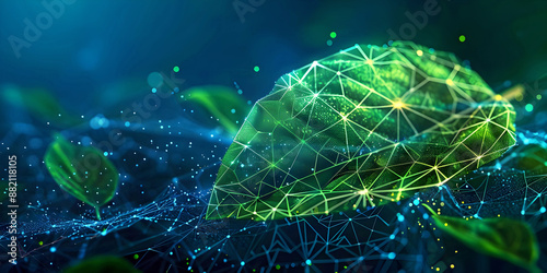 3d illustration leaf technology, ai generated.