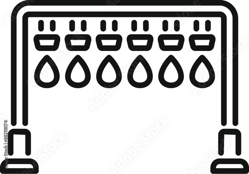 Line art icon of a drip irrigation system for a smart farm, perfect for agriculture and technology projects
