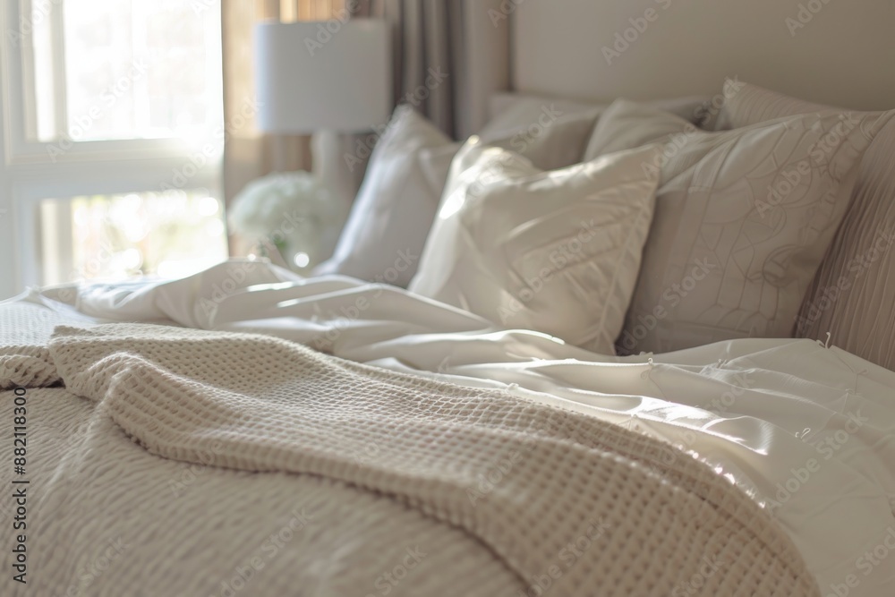 A calming retreat with soft hues and inviting textures, perfect for relaxation. The plush bedding and neutral tones create a sense of serenity. A calming retreat with soft hues and inviting textures, perfect for relaxation. The plush bedding and neutral tones create a sense of serenity.