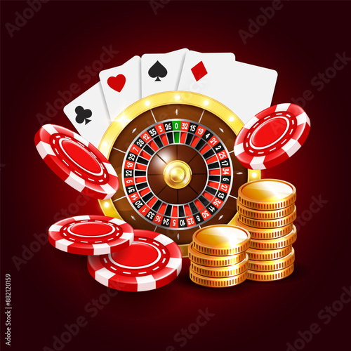Casino illustration. Vector 3D elements on the theme of casinos and gambling.