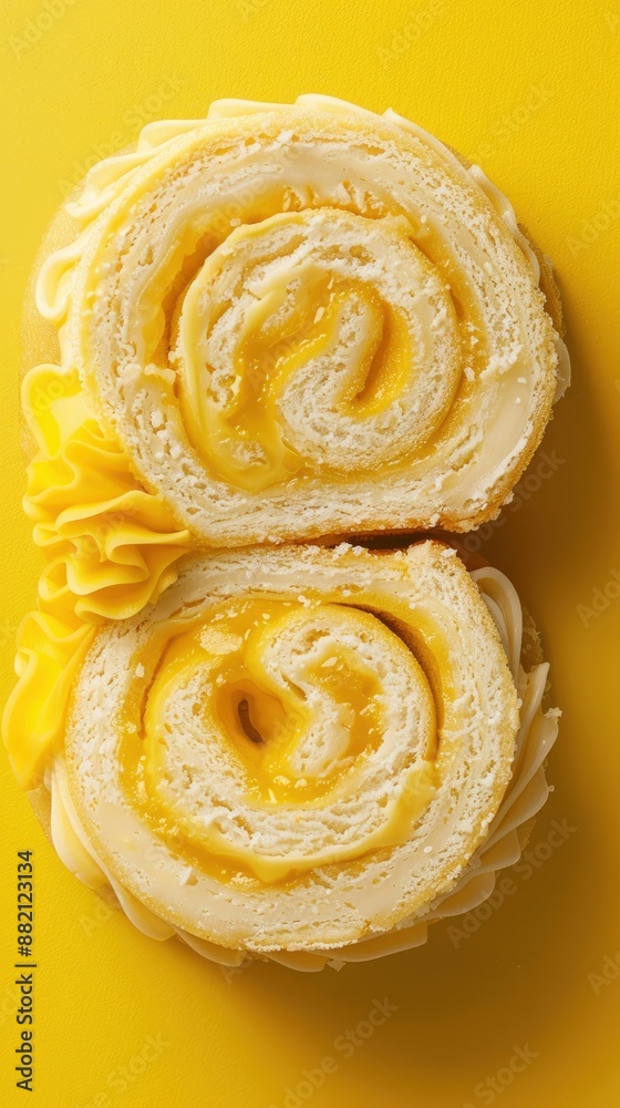Fototapeta premium Lemon Swiss Roll with Powdered Sugar