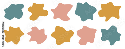 Blob shape vector illustration set. Colorful Random shapes. Organic black blobs of irregular shape. Abstract blotch, inkblot and pebble silhouettes, simple liquid.