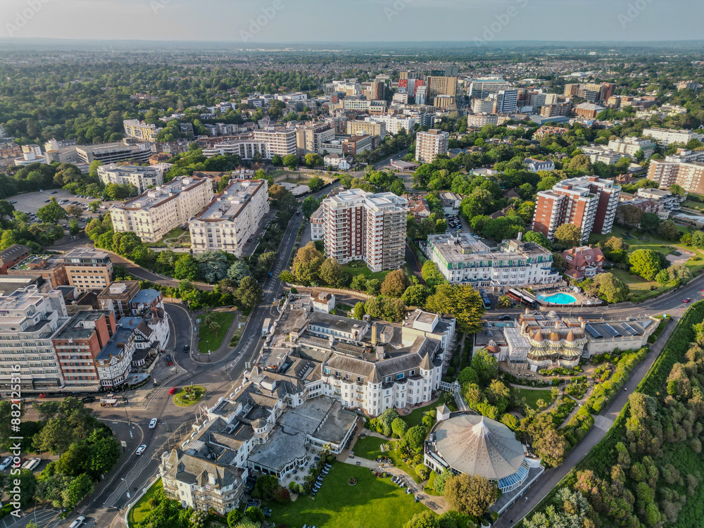 Fototapeta premium Bournemouth Beach Bath Road aerial shot Dorset United Kingdom