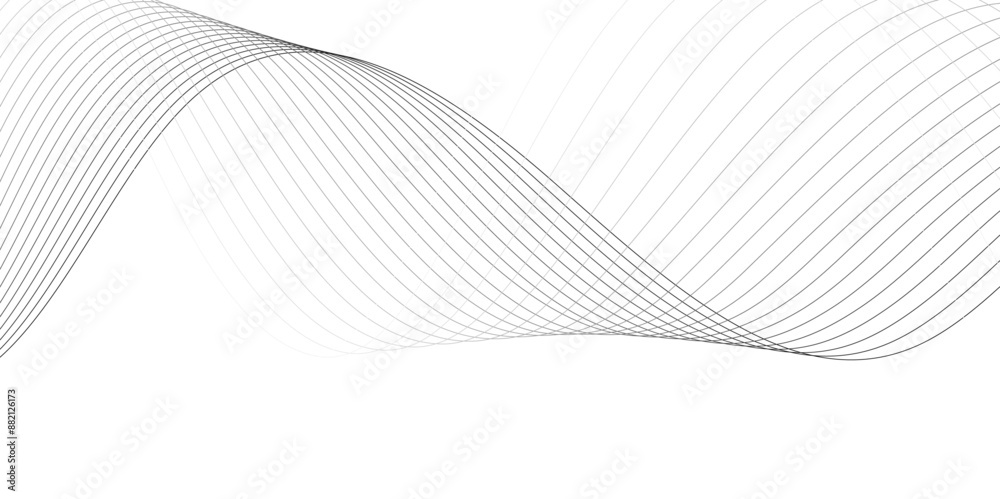 White wave curve lines banner background design. Abstract soft wave lines dynamic flowing gray light isolated background. Vector Illustration of the gray pattern of lines. Black stripes on white . White wave curve lines banner background design. Abstract soft wave lines dynamic flowing gray light isolated background. Vector Illustration of the gray pattern of lines. Black stripes on white .