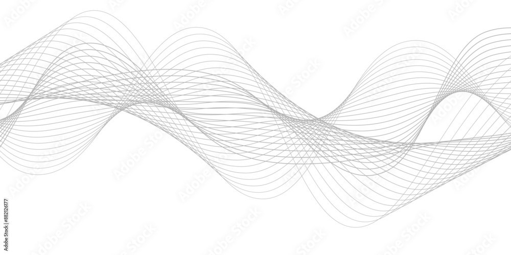 White wave curve lines banner background design. Abstract soft wave lines dynamic flowing gray light isolated background. Vector Illustration of the gray pattern of lines. Black stripes on white . White wave curve lines banner background design. Abstract soft wave lines dynamic flowing gray light isolated background. Vector Illustration of the gray pattern of lines. Black stripes on white .