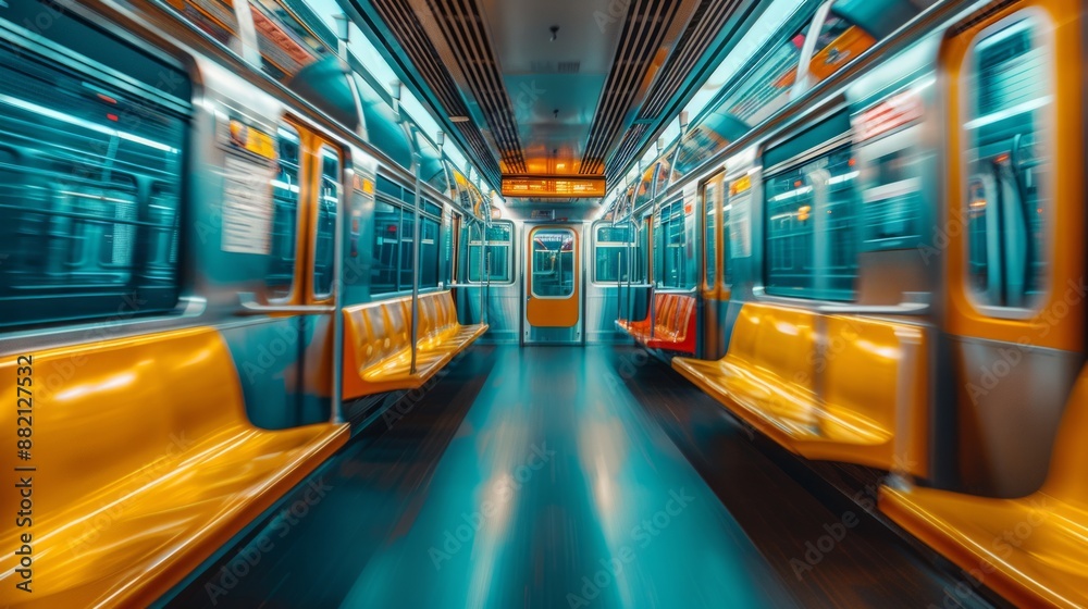 Empty Subway Car with Bright Lights Empty Subway Car with Bright Lights