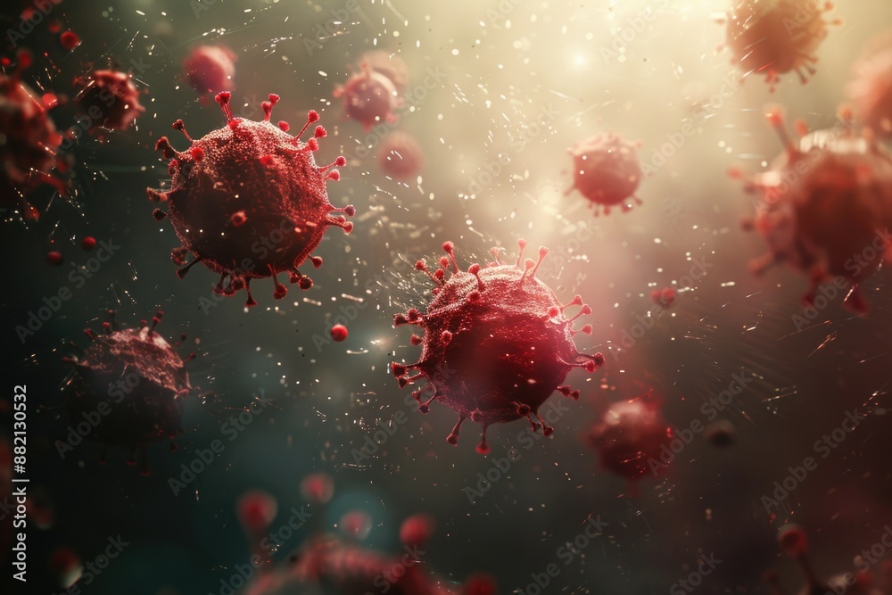 A collection of red and white corona cells used for testing and diagnosis of COVID-19