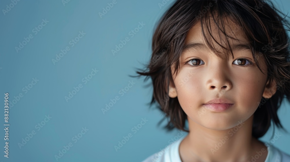 photo portrait of a handsome young Asian model teen boy looking forward. child ad with copy space, cute, kids, children photo portrait of a handsome young Asian model teen boy looking forward. child ad with copy space, cute, kids, children