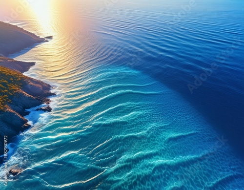 Beautiful seascape. Sunrise over the sea. 3d rendering