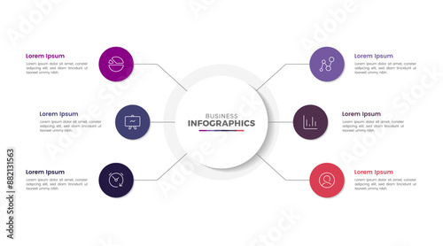 Modern colorful multipurpose business process flow cirlce infographic template design for presentation
