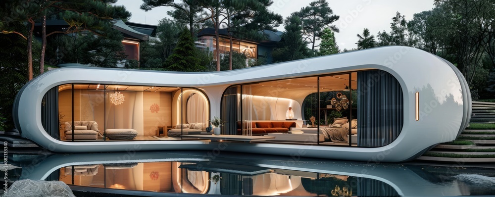 Fototapeta premium Modular home with futuristic design.