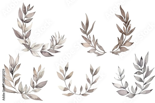 Set of leaves for decoration. Design element. Stencil isolated elements