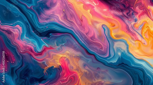 Wallpaper Mural Abstract art featuring vibrant hues swirling and merging, creating a bold, dynamic design. Torontodigital.ca