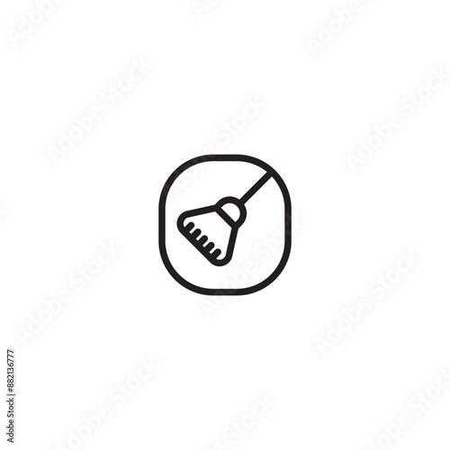 Brush broom cleaning icon outline vector. Dark dust. Pavement surface. Editable icon.