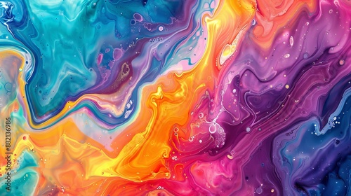 Wallpaper Mural Fluid art with vivid colors swirling and blending seamlessly, forming a mesmerizing and dynamic pattern. Torontodigital.ca