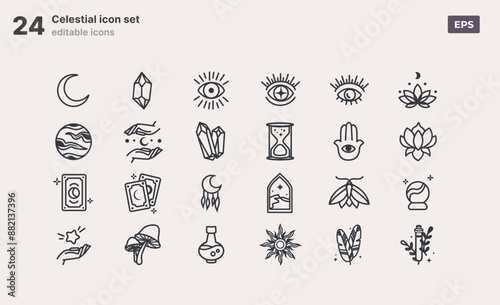 Set of vector celestial icons