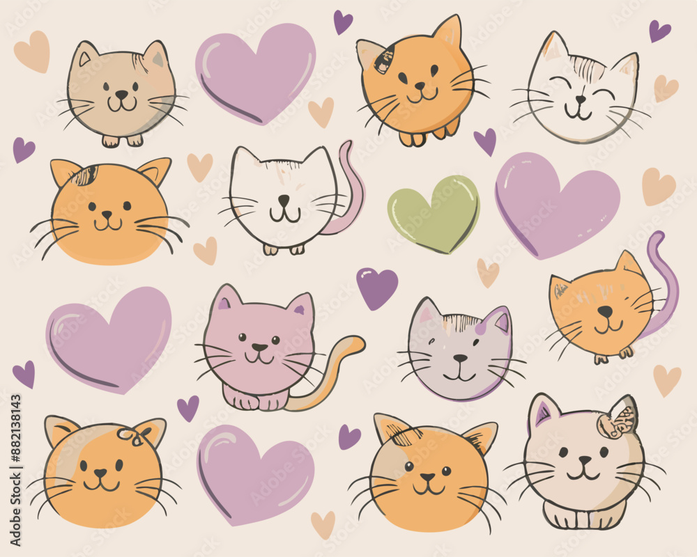 Obraz premium seamless pattern of cute cats v5