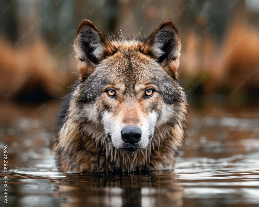 Fototapeta premium Wolf as a Pet Can You Domesticate a Wild Animal Learn About the Challenges and Rewards of Taming a Wolf, Including Its Unique Personality and Training Needs Discover How to Build a Strong Bond with