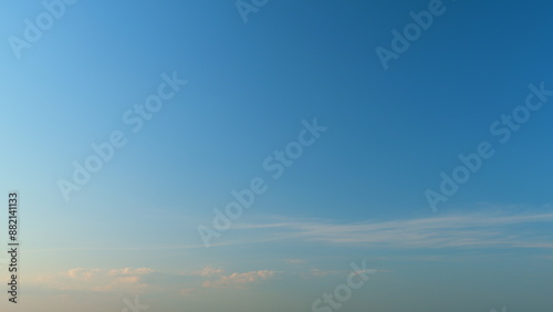 Clouds with blue light blue sky in horizon. No birds and free of defects. Cloudscape nature background texture. Timelapse.