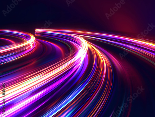 Close up of network data flowing on black background.