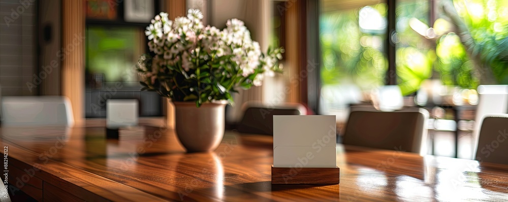 Modern dining room with an empty place card holder. Modern dining room with an empty place card holder.