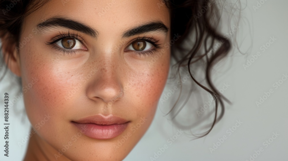 Beautiful woman with natural make-up, highlighting her fresh and radiant skin Beautiful woman with natural make-up, highlighting her fresh and radiant skin
