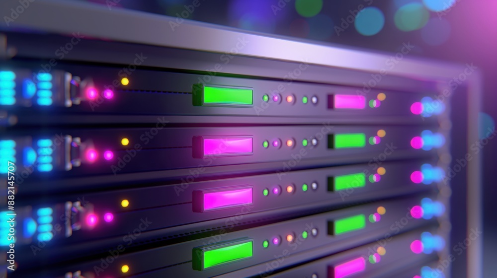 Close-Up of LED Lights on Server Rack in Data Center Close-Up of LED Lights on Server Rack in Data Center