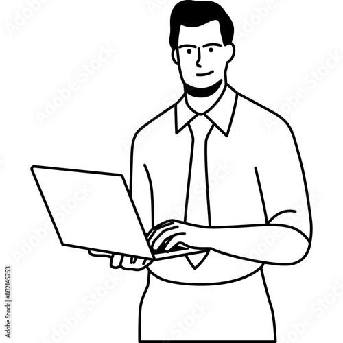 Business People holding laptop Illustration