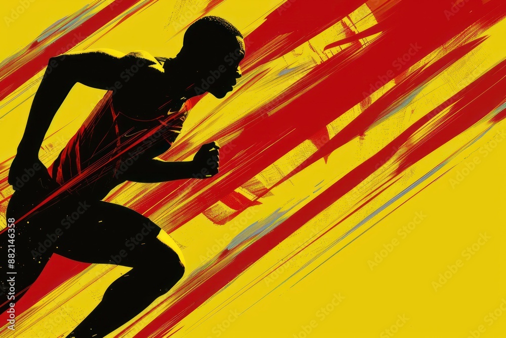 male Runner Silhouette on Red and Yellow Background male Runner Silhouette on Red and Yellow Background