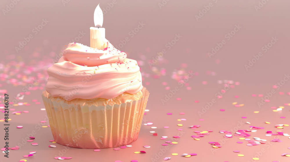 pink celebratory cupcake with candle pink celebratory cupcake with candle