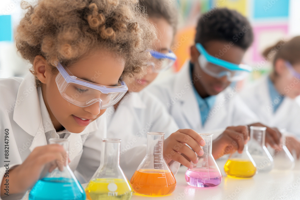 A group of children wearing lab coats A group of children wearing lab coats
