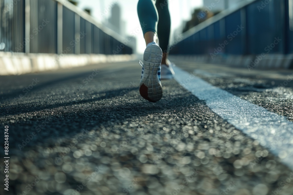 Fototapeta premium person running on the road from low angle view