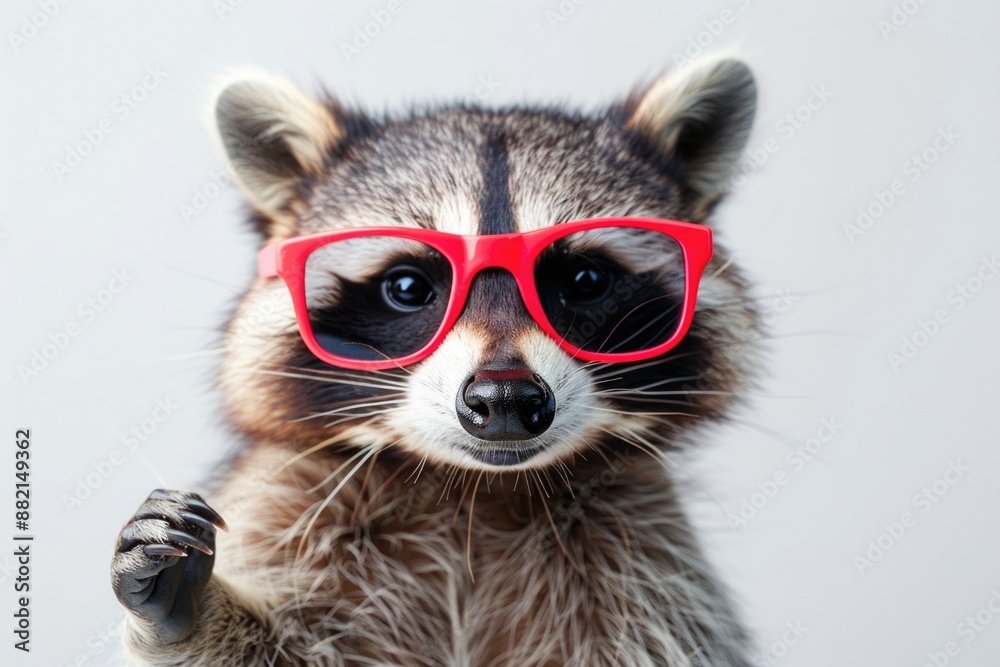 Raccoon with red glasses Raccoon with red glasses