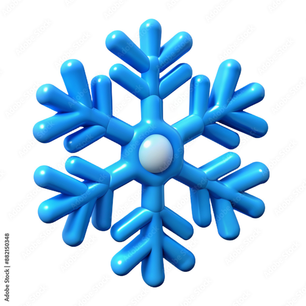 blue snowflake isolated 3d cartoon style illustration blue snowflake isolated 3d cartoon style illustration