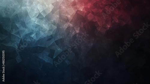 a horizontal wallpaper with blue, white and red semitransparent crystalline shapes on the top left side and little bit on the top right side aswell photo