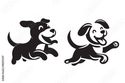 Black vector silhouette dog on a white background.