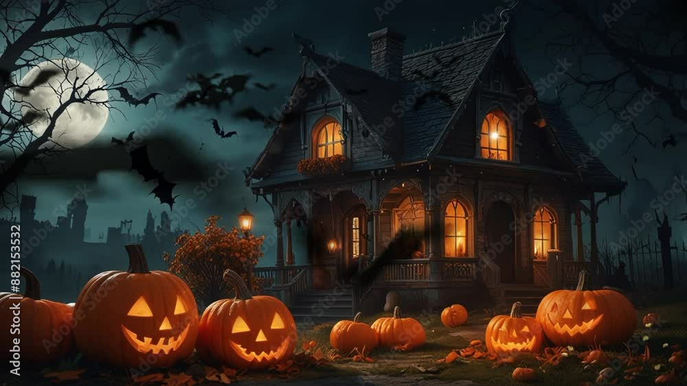 halloween day, scary pumpkins. Seamless looping 4k video animation halloween day, scary pumpkins. Seamless looping 4k video animation