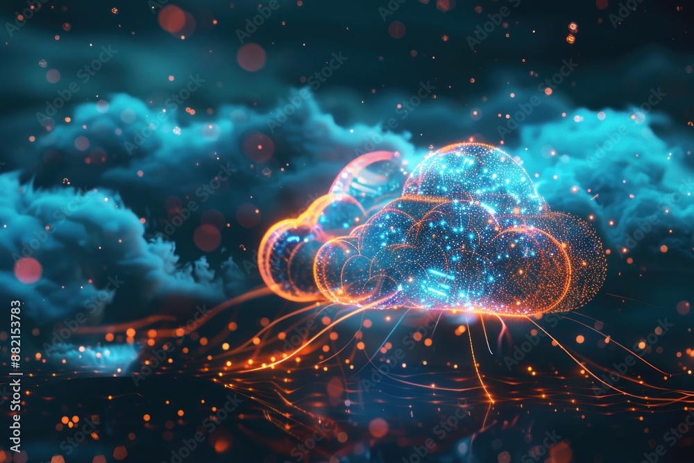 Technology cloud connection, business data transfer communication social network
