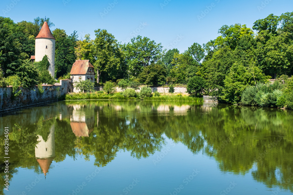 The Faulturm at the Rothenburg pond in Dinkelsbühl The Faulturm at the Rothenburg pond in Dinkelsbühl