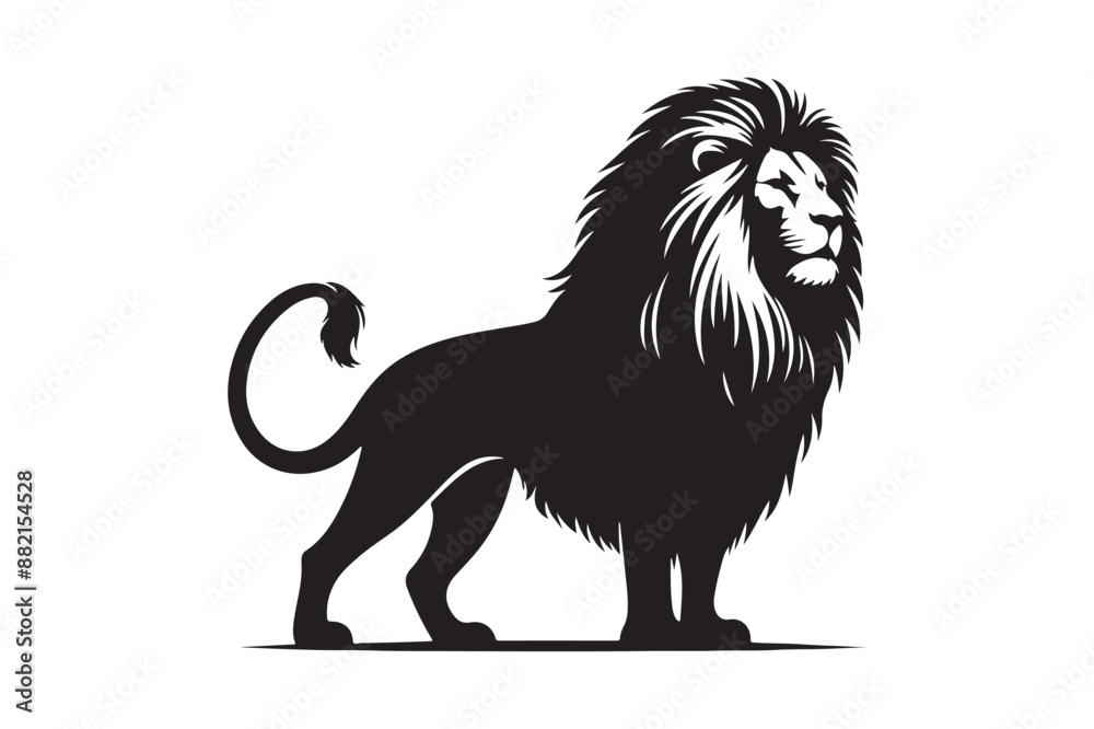 Fototapeta premium Lion Silhouette vector on White Background.