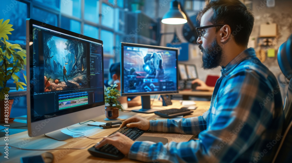 indian game designer using a computer to design a new game indian game designer using a computer to design a new game