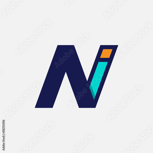 Initial Letter IN or NI Logo, Monogram Logo letter I with N combination, design logo template element, vector illustration