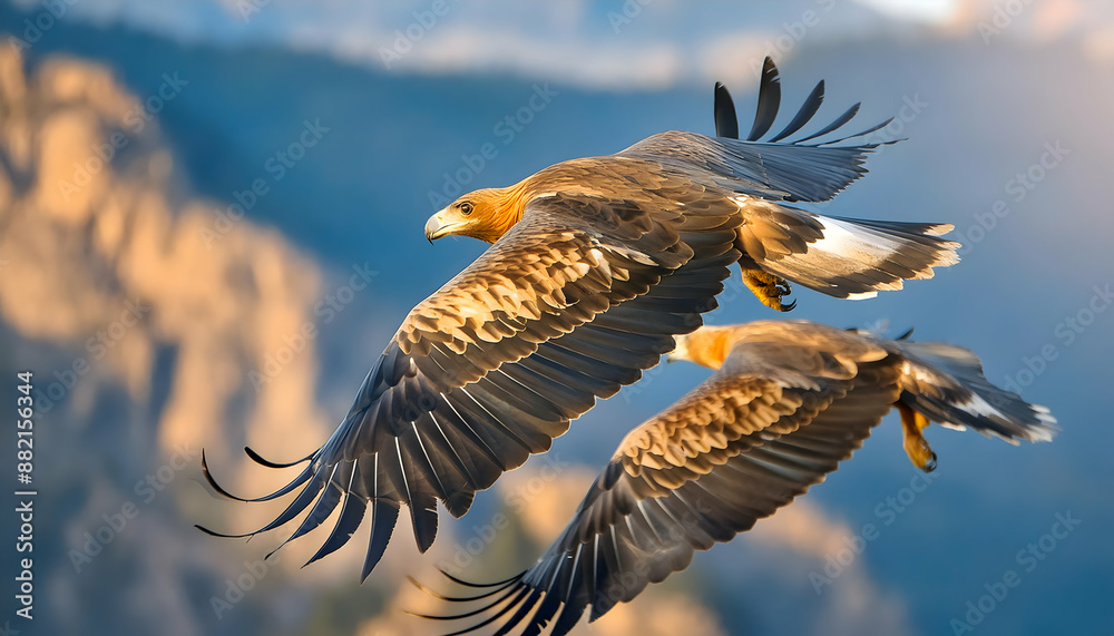 Fototapeta premium Close up a Eagles Flying in the sky, wildlife photography - nature, Generative AI.