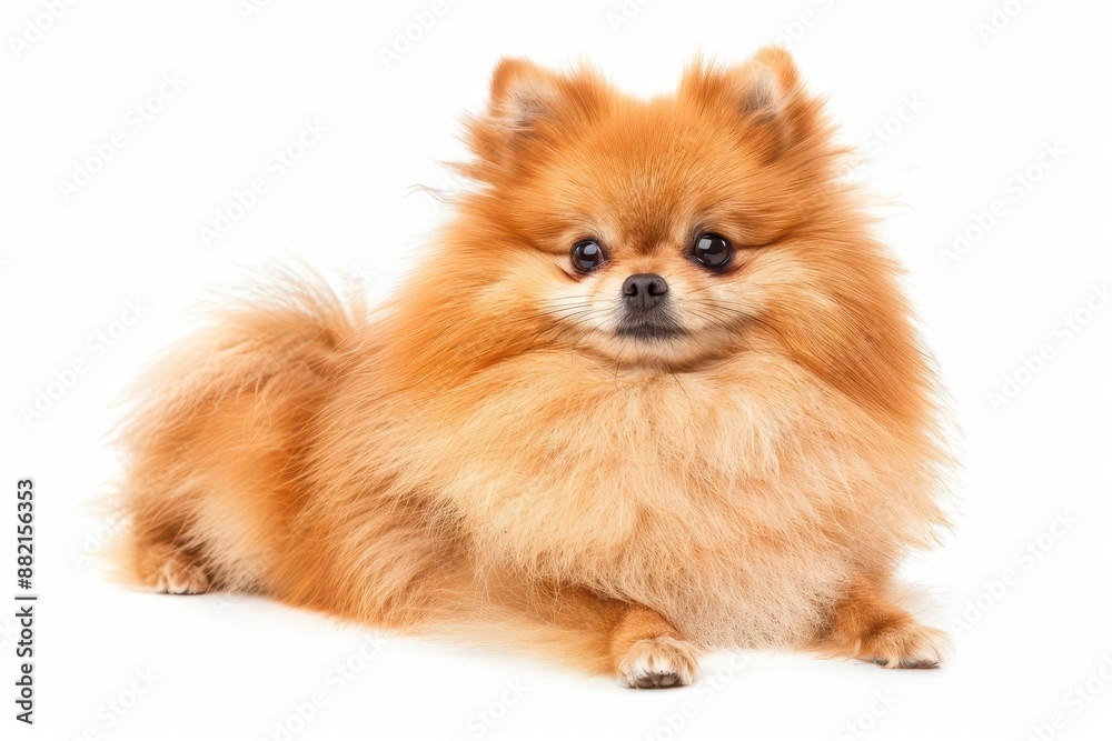 a mystic portrait of a pomeranian dog captured in a full body view against a white background emphasizing its fluffy fur and adorable expression creating an enchanting and whimsical image a mystic portrait of a pomeranian dog captured in a full body view against a white background emphasizing its fluffy fur and adorable expression creating an enchanting and whimsical image