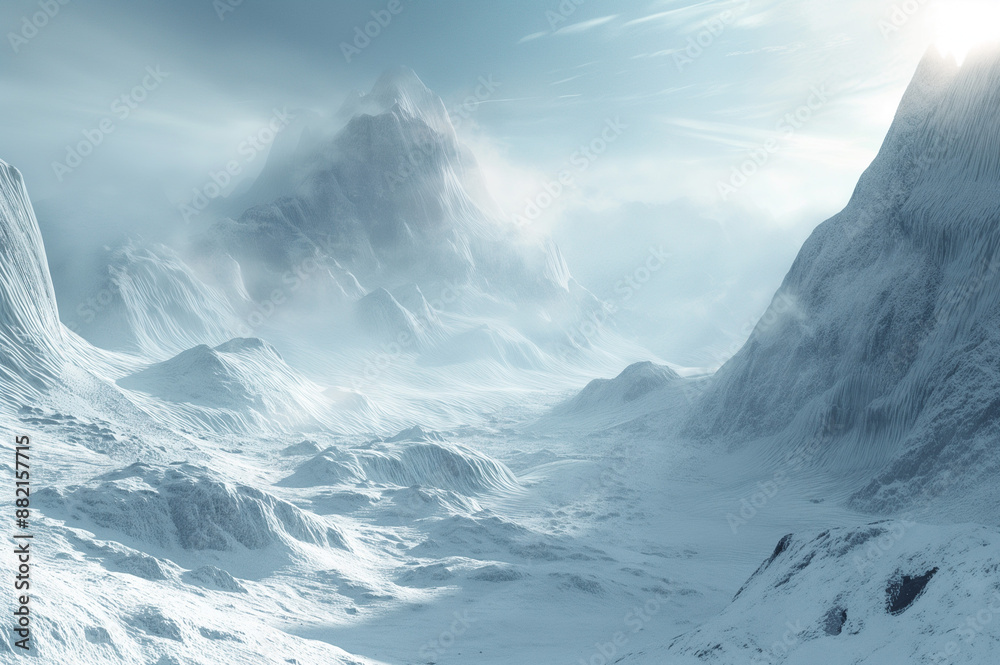 Obraz premium 氷河期により氷の世界となった地球