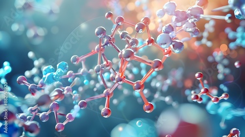 Detailed 3D Visualization of Chondroitin Molecules Highlighting Their Role in Joint Health and Wellness