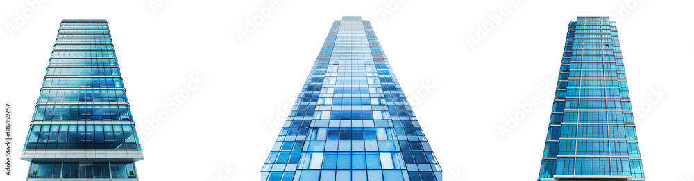 Modern Glass Skyscraper on Transparent Background
